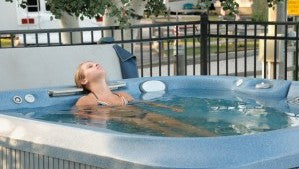 woman in hot tub